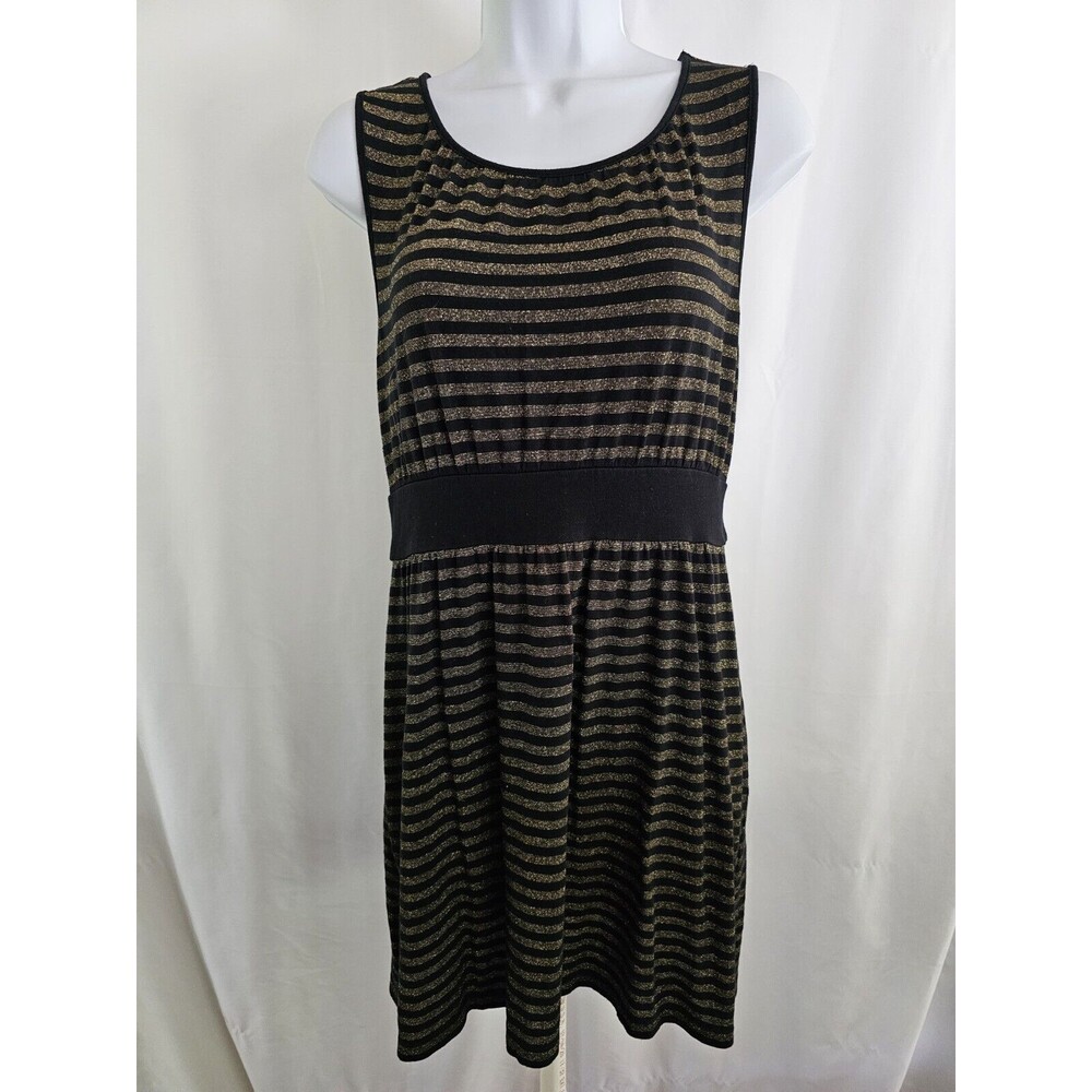 Express Dress Womens Black & Gold Striped Size Medium